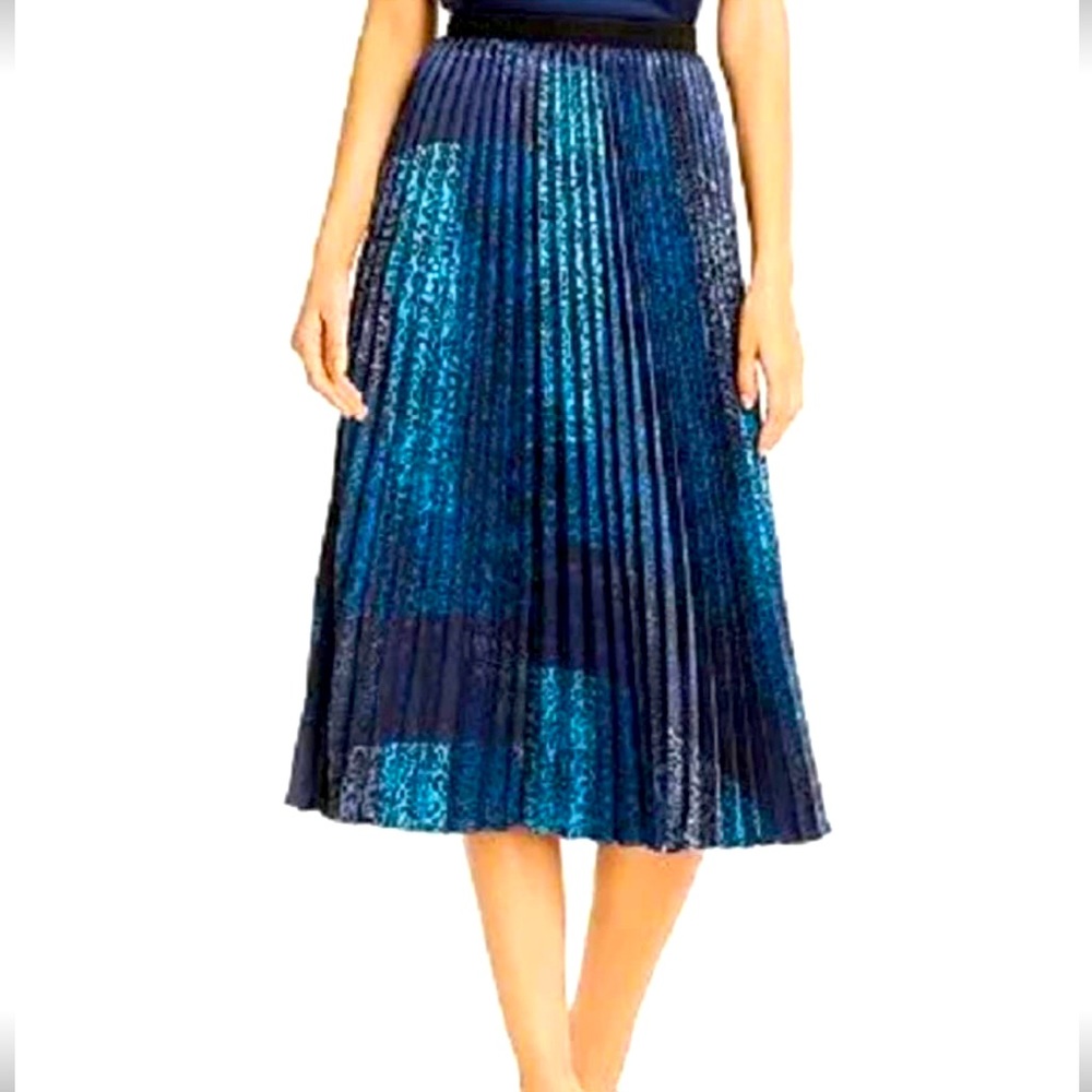 Sue Skirt - Iridescent Blue-Animal Print Midi by Elie Tahari